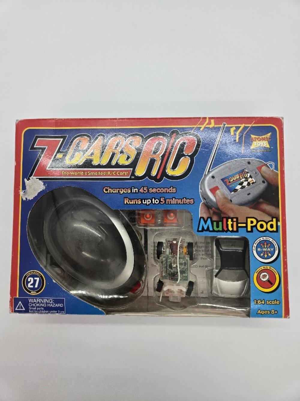 Share Atomic Toys Z-Cars R/C Series 1, 1/64 Scale Multi-Pod Silver Race Car Vint